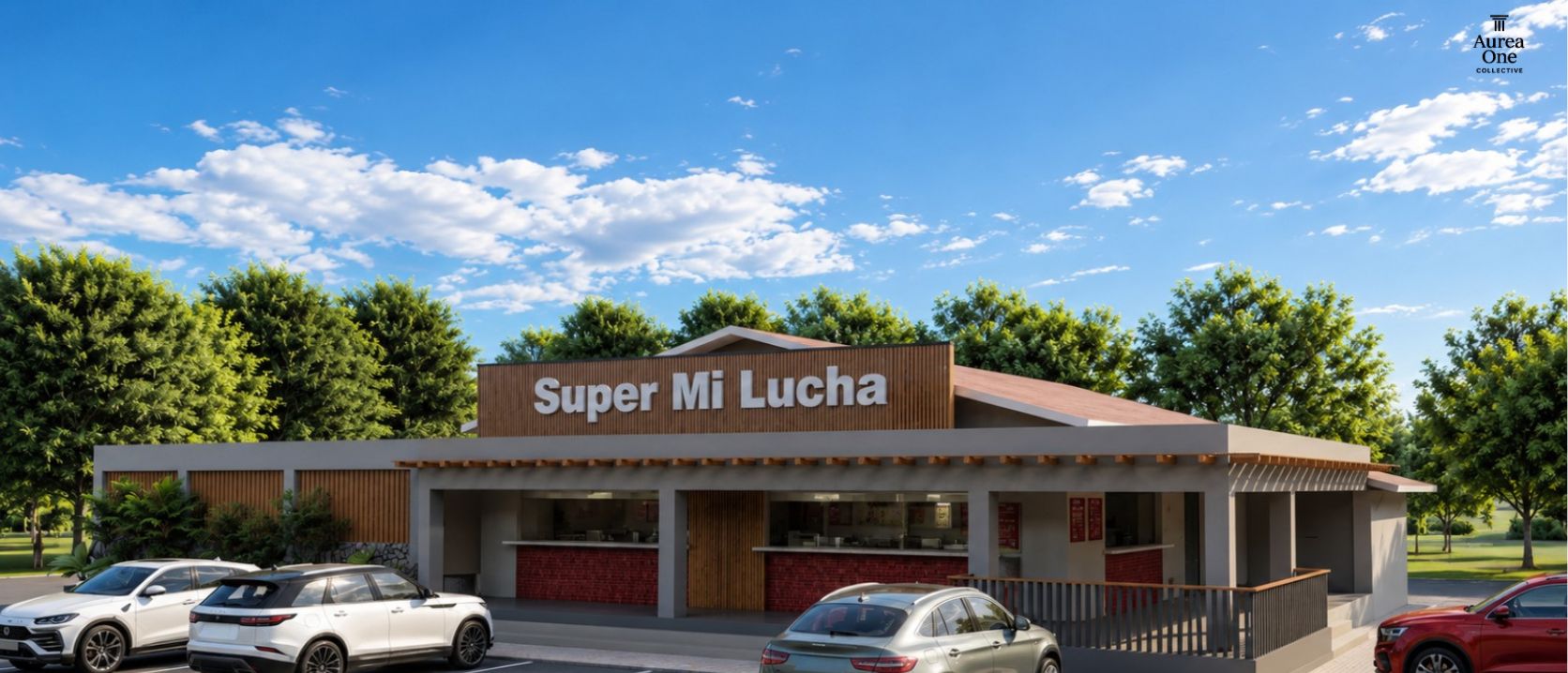 Supermarket with parking in front